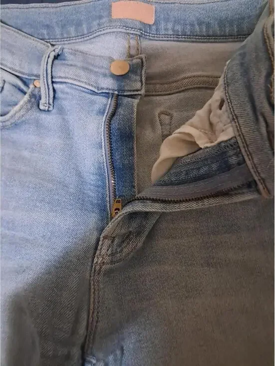 Mother The Insider Crop Step Fray Jeans Womens 29x25.5 Blue High Rise Denim - Picture 4 of 14